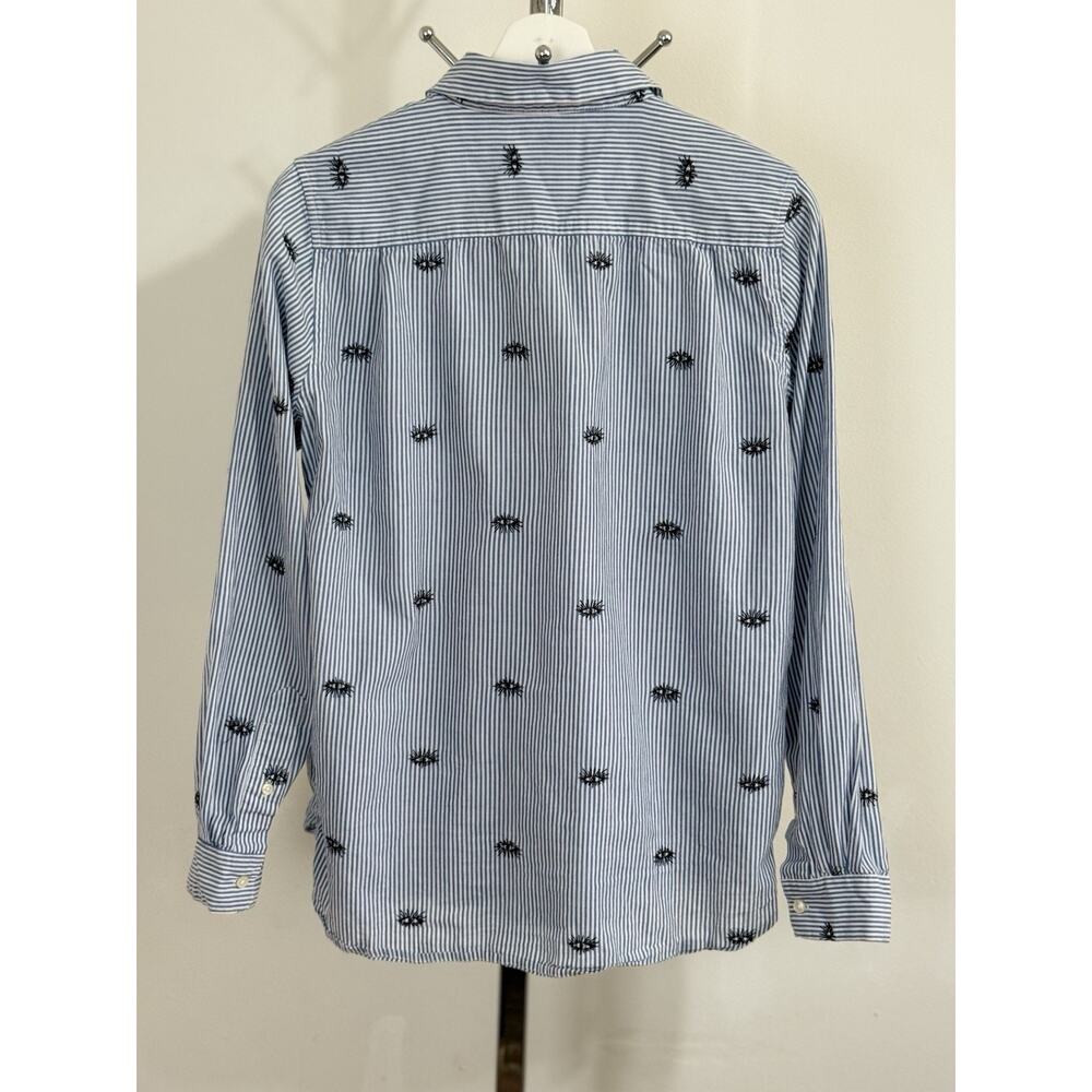 Trovata Birds of Paradis Womens Striped Embroidered Button-Down Shirt Top Size S - Picture 6 of 13